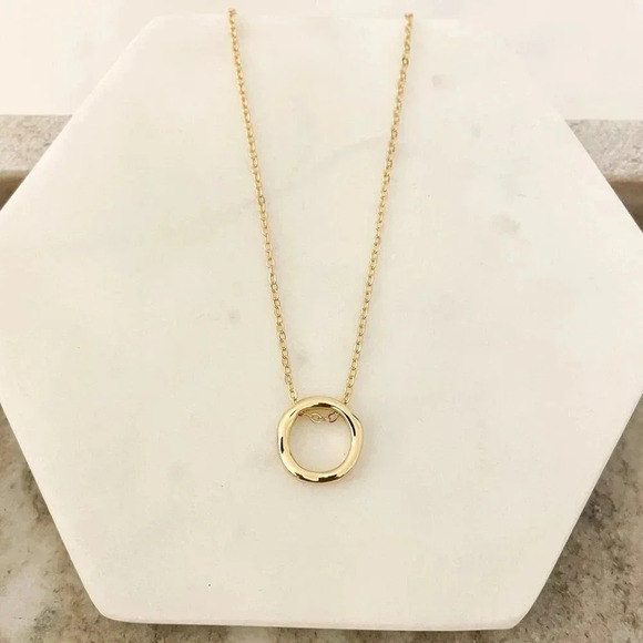 925 Sterling Silver Geometric Modern Round Circle Pendant Necklace - Picture 1 of 6